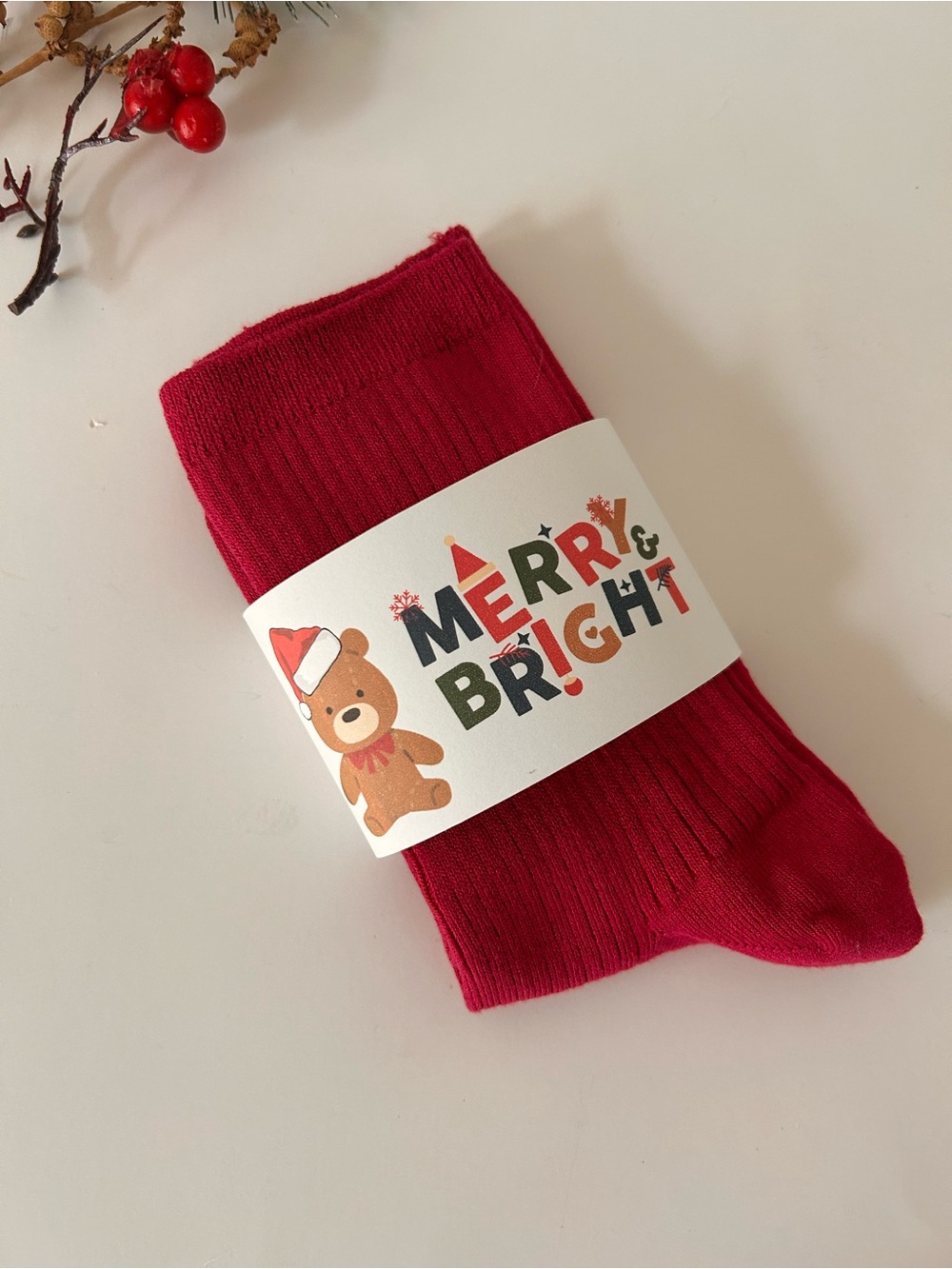 Christmas Merry & Bright Holiday Socks bright pink NWT